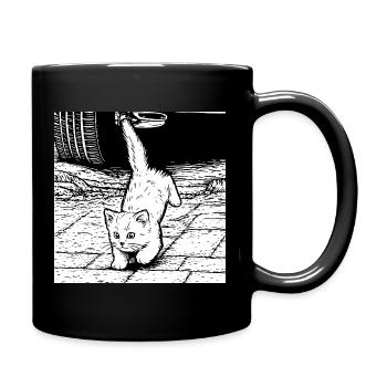 Les pattes du chat regardent sous la voiture - Mug uni - noir - Droite