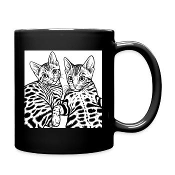 Cat Duo Line Drawing - Full Colour Mug - black - Right