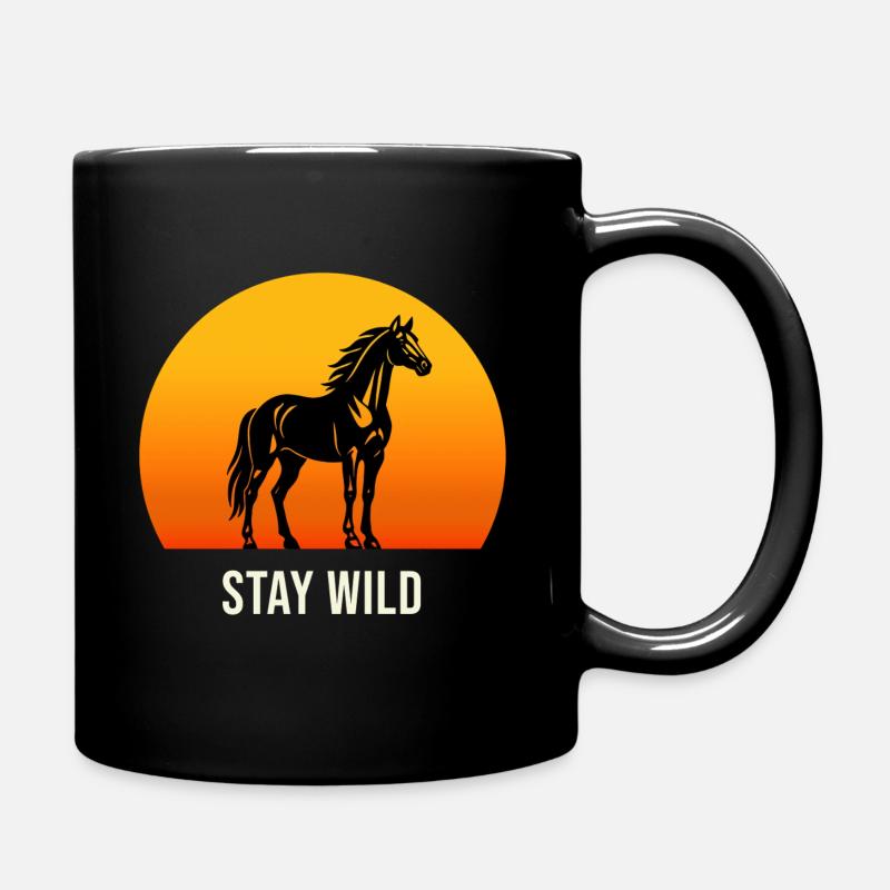 Séjour Cheval Sauvage Coucher de Soleil Silhouette - Mug uni - noir