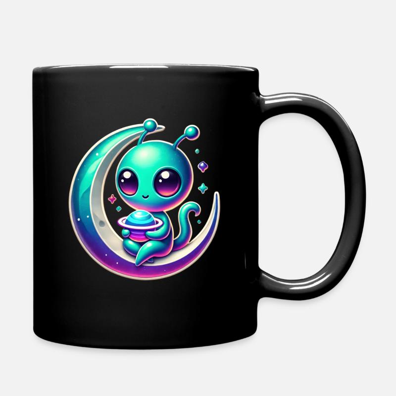 Alien Lulu on Lunar Crescent - Full Colour Mug - black