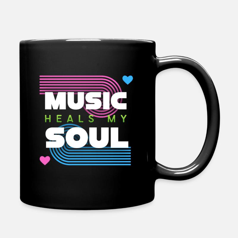 Musik heilt meine Seele - Tasse einfarbig - Schwarz
