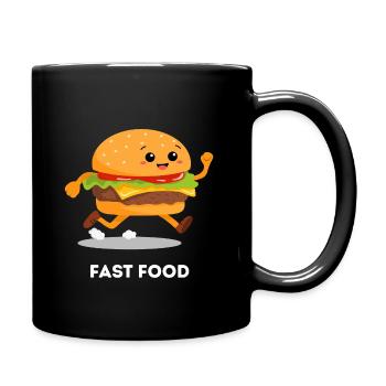 Running Burger – Fast Food Pun Design - Full Colour Mug - black - Right