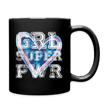 Power Girl Herz Regenbogen - Tasse einfarbig - Schwarz - Rechts