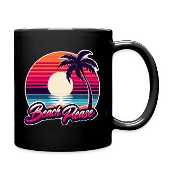 Beach Sunset Beach Please - Full Colour Mug - black - Right