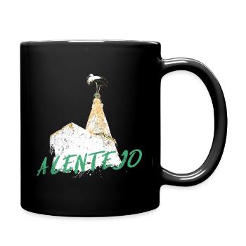 Kamin mit typischem Alentejo-Storch - Tasse einfarbig - Schwarz - Rechts