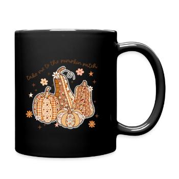 Patchwork Pumpkin Patch - Full Colour Mug - black - Right