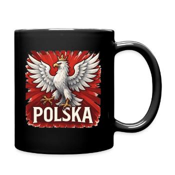 Polen Polska Adler Flagge Fahne imposant Geschenk - Tasse einfarbig - Schwarz - Rechts