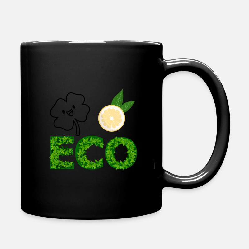 Lettres Eco Leaf avec tranche de citron - Mug uni - noir