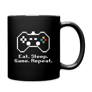 RETRO GAMING // EAT. SLEEP. GAME. REPEAT. WHITE - Full Colour Mug - black - Right