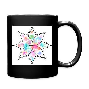 Mandala Pastell Blume Aquarell - Tasse einfarbig - Schwarz - Rechts
