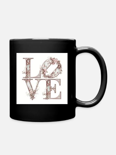 Vintage Fleur Love Design - Mug uni - noir