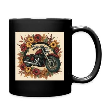 Block Print Flower Wheel - Full Colour Mug - black - Right