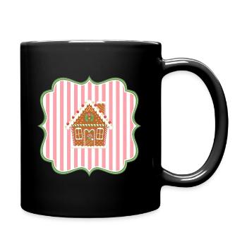 Lebkuchenhaus Weihnachts Emblem Modern - Tasse einfarbig - Schwarz - Rechts