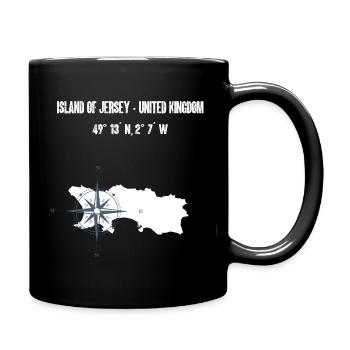 Jersey Island Map Coordinates Compass - Full Colour Mug - black - Right