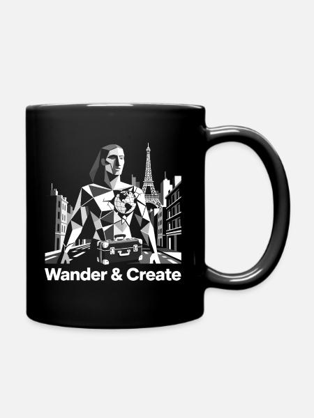Reise Kunst Design Weltkarte Paris Wanderlust  - Tasse einfarbig - Schwarz