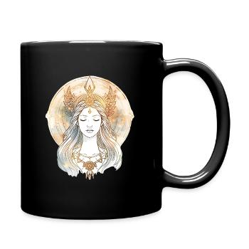 Mystic Goddess Line Art with Watercolor - Full Colour Mug - black - Right