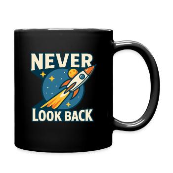 Never Look Back Rocket Motif Retro Space - Full Colour Mug - black - Right