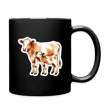 Kuhliebe – Mutter und Kalb - Tasse einfarbig - Schwarz - Rechts