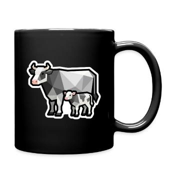 Kuh und Kalb – Geometrisches Minimaldesign - Tasse einfarbig - Schwarz - Rechts