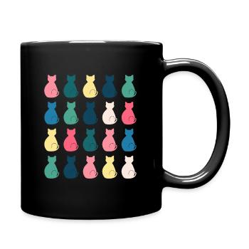 Katzenmusterin Pastellfarben – Pop-Art Design - Tasse einfarbig - Schwarz - Rechts