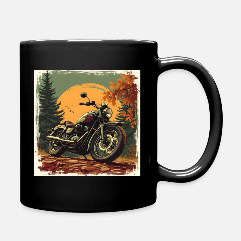 Motorcycle in Heritage Texture - Tasse einfarbig - Schwarz