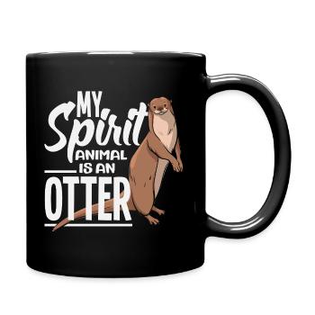 Sea Otter Cartoon Ghost Animal - Full Colour Mug - black - Right