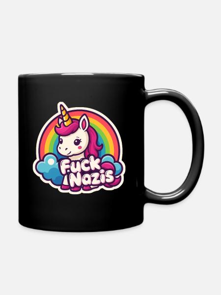 Licorne contre les nazis Licorne arc-en-ciel - Mug uni - noir