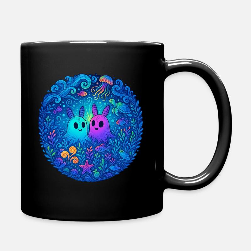 Underwater Friends: Glowing Ghosts - Full Colour Mug - black