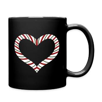Candy Cane Striped Heart - Full Colour Mug - black - Right