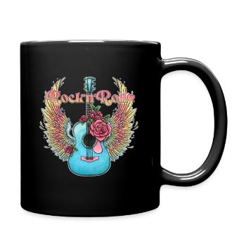 Guitare Bleue Ailes Roses Rock’n’Roll - Mug uni - noir - Droite