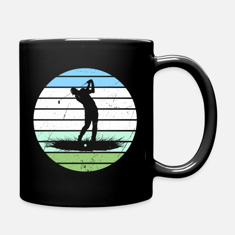Silhouette de golf en cercle à rayures rétro - Mug uni - noir