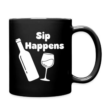 Sip Happens Weinflasche Glas - Tasse einfarbig - Schwarz - Rechts