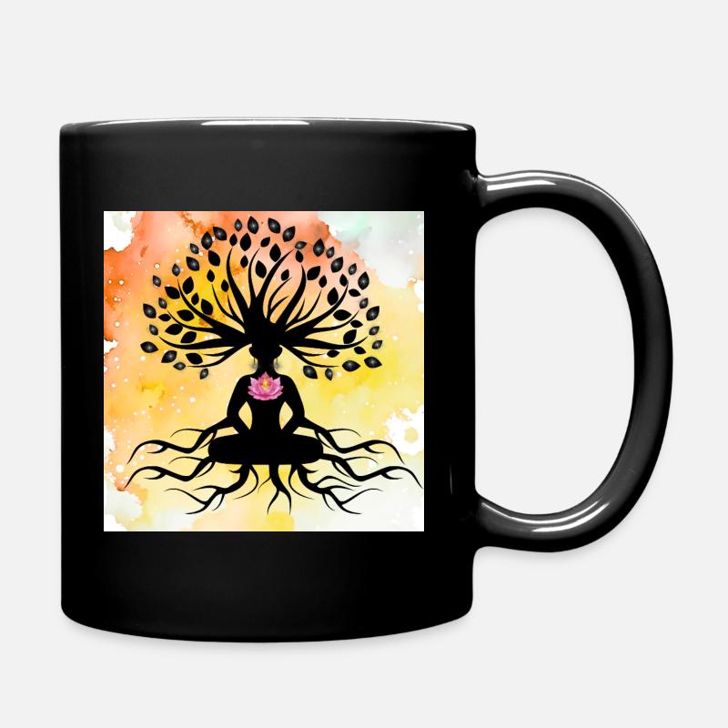 Lotus Buddha Baum des Lebens - Tasse einfarbig - Schwarz