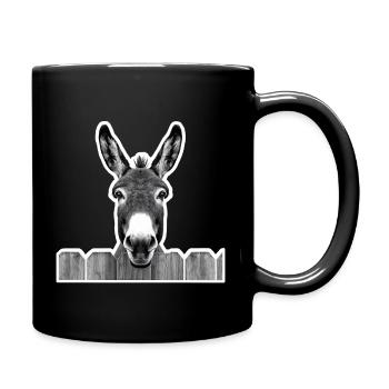 Âne curieux – regardant par-dessus la clôture - Mug uni - noir - Droite