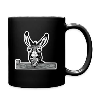 Lachender Esel – Gute Laune garantiert - Tasse einfarbig - Schwarz - Rechts