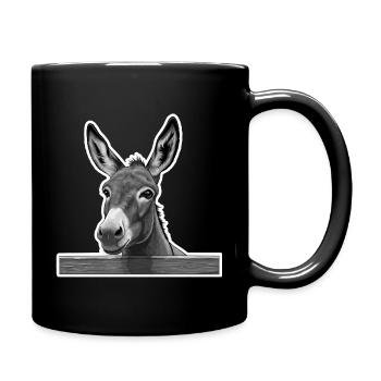 Donkey with a gentle gaze – peace and charm - Full Colour Mug - black - Right