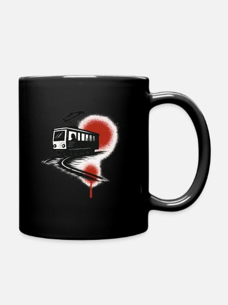 Tram on the red streak - Full Colour Mug - black
