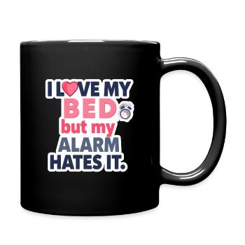 J’aime mon lit, mais mon réveil le déteste ⏰💤 - Mug uni - noir - Droite