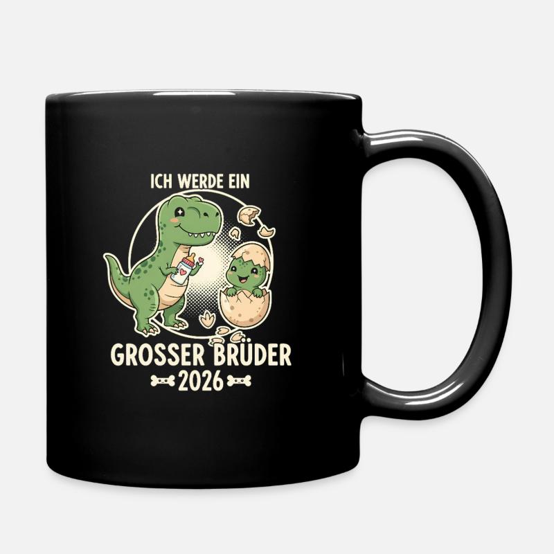 Großer Bruder 2026 Ei Baby Dino Dinosaurier - Tasse einfarbig - Schwarz