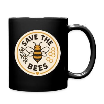 Save the Bees - Natur Bienenmotiv - Tasse einfarbig - Schwarz - Rechts