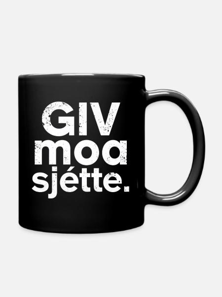 Giv moa sjette. West-Vlaams dialect Shirt - Mok uni - zwart