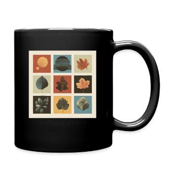 Herbstblatt Mosaik Gitter - Tasse einfarbig - Schwarz - Rechts