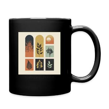 Autumn Botanicals Grid - Full Colour Mug - black - Right