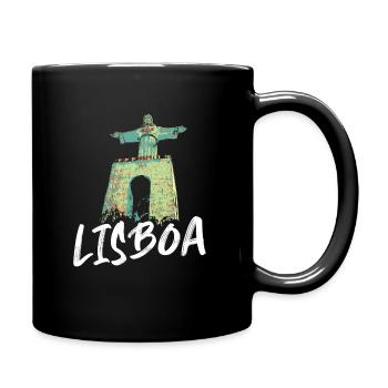 Christ-Roi Lisbonne et Tage illustration bleue - Mug uni - noir - Droite