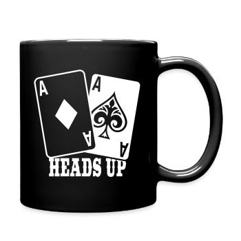 Poker Karten – Heads Up Casino Design - Tasse einfarbig - Schwarz - Rechts
