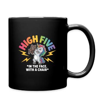 High Five avec une chaise dans le visage - Licorne drôle - Mug uni - noir - Droite