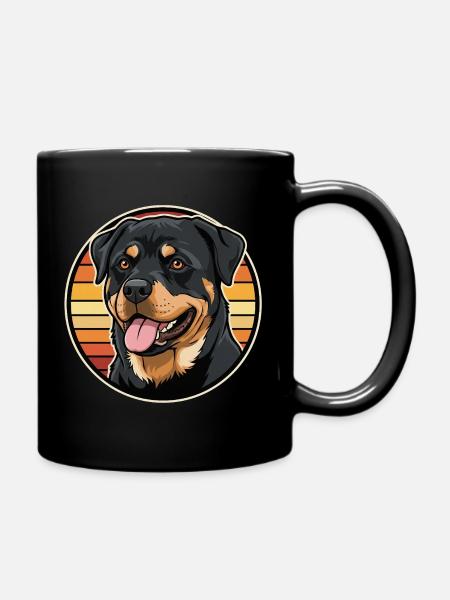 Vintage Rottweiler Sonnenuntergang Abzeichen Hundeliebhaber Geschenk - Tasse einfarbig - Schwarz