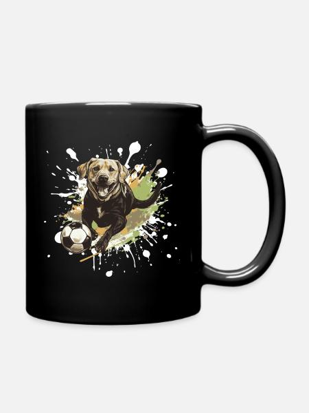 Labrador Hund Fussball Sport - Tasse einfarbig - Schwarz