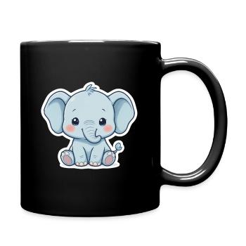 Blauer Baby Elefant Aufkleber - Tasse einfarbig - Schwarz - Rechts