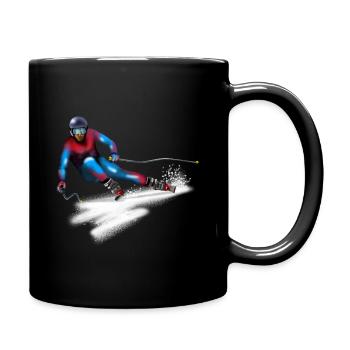 Bunter Skifahrer in Action - Tasse einfarbig - Schwarz - Rechts